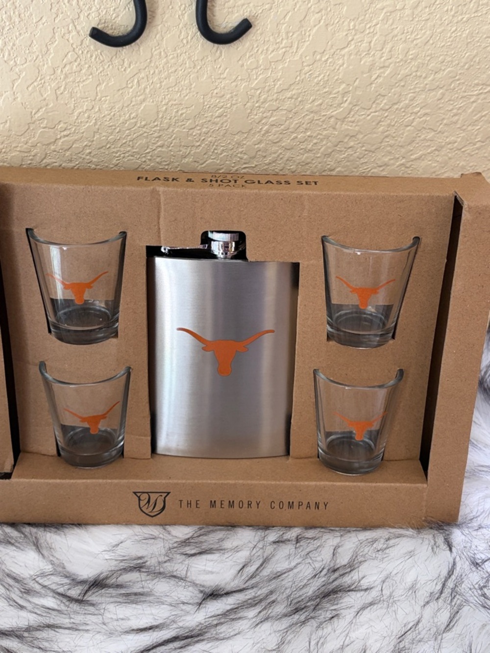 Longhorn Logo Stainless Steel Flask & Shot Glass Set - Orange
